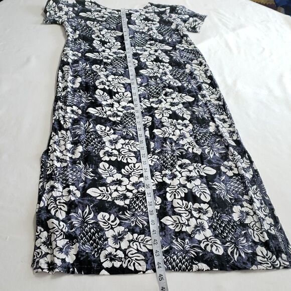 Royal Creations Hibiscus Gray/White Summer Midi Dress SMALL - Picture 13 of 13